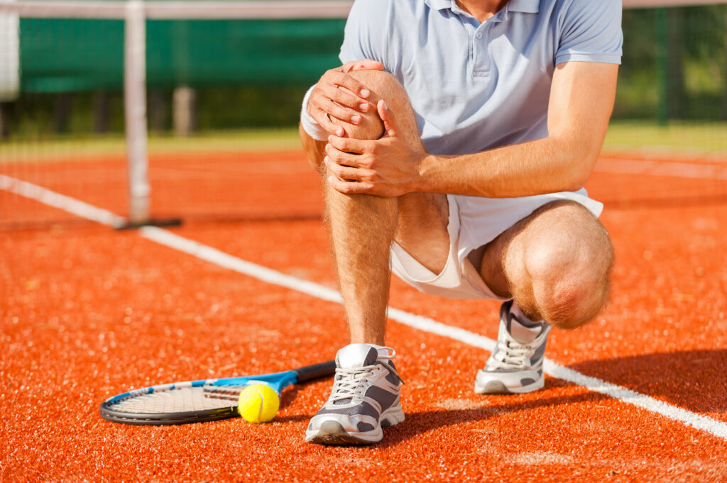 Tennis player with injury.